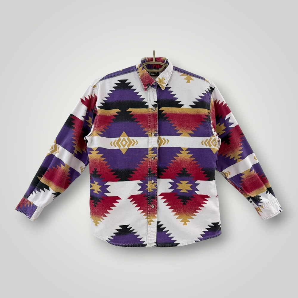 Cabela's‎ Womens L Southwestern Aztec Cotton Button Up Western Shirt